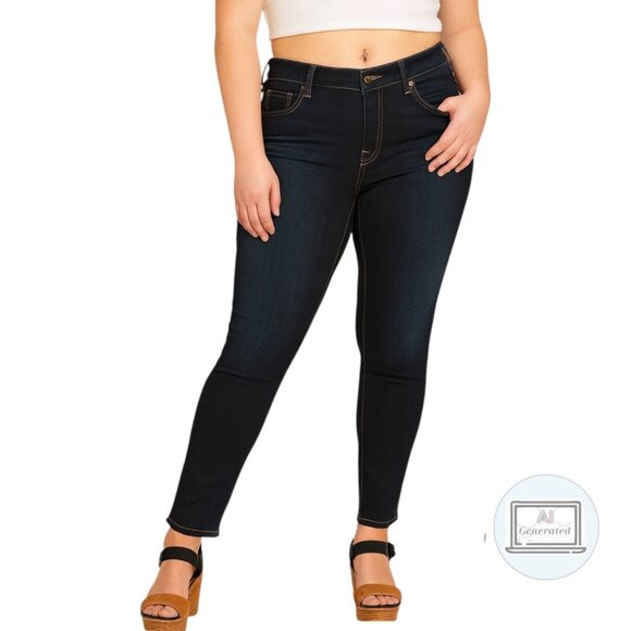 7 For All Mankind 7FAM Womens Jeans The Slim Cigarette Dark Wash Stretch Size 27 - Picture 1 of 11